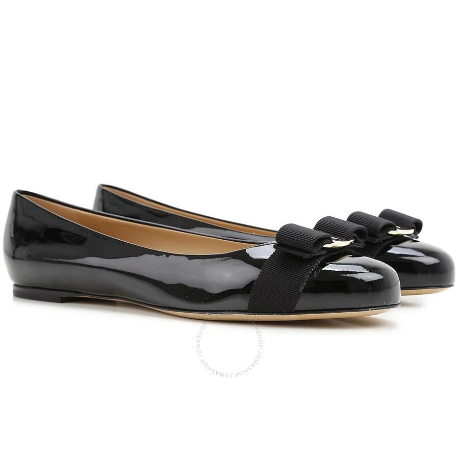 Salvatore Ferragamo Ladies Black Patent Vara Bow Ballerina Shoes 2