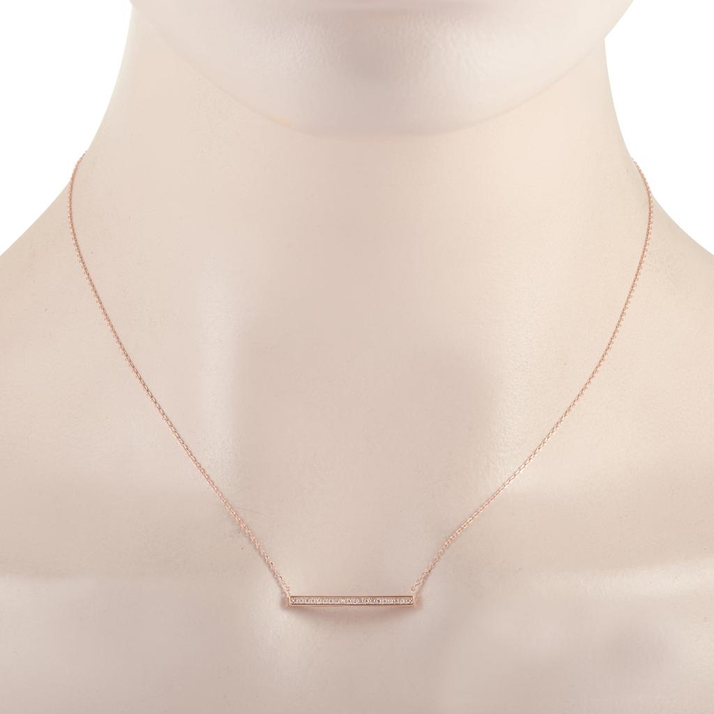 Non Branded 14K Rose Gold 0.10 ct Diamond Pendant Necklace