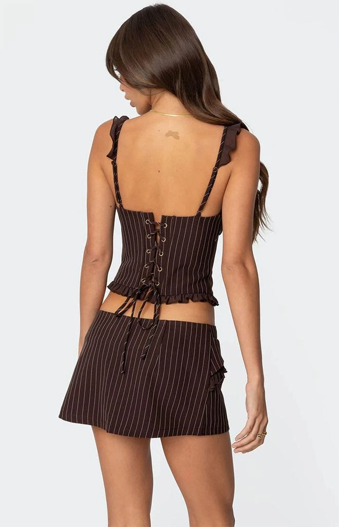 Edikted Colleen Ruffled Pinstripe Corset 5