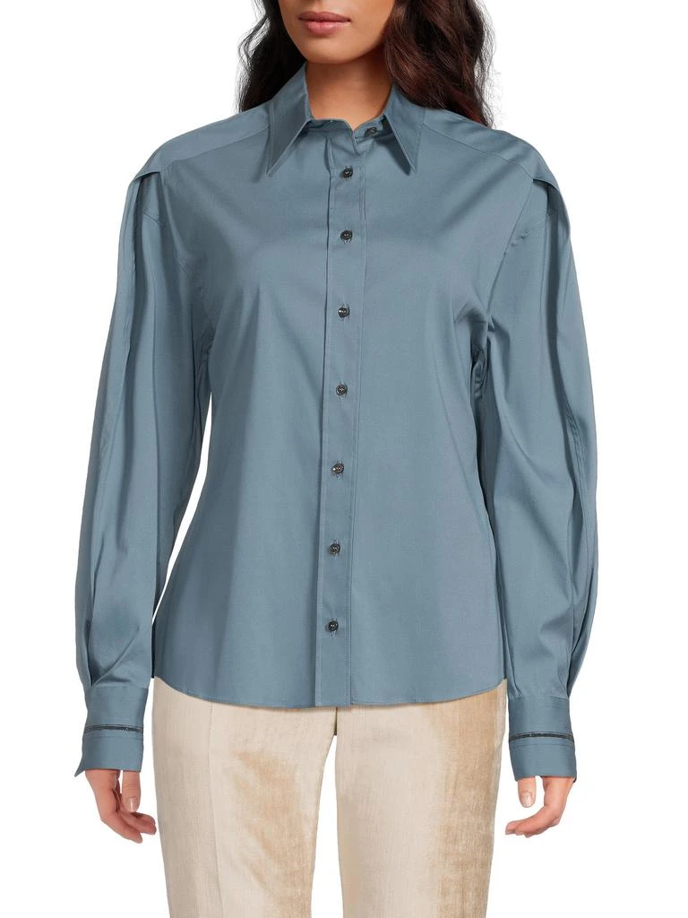 Brunello Cucinelli Cotton-Blend Button-Front Shirt 1
