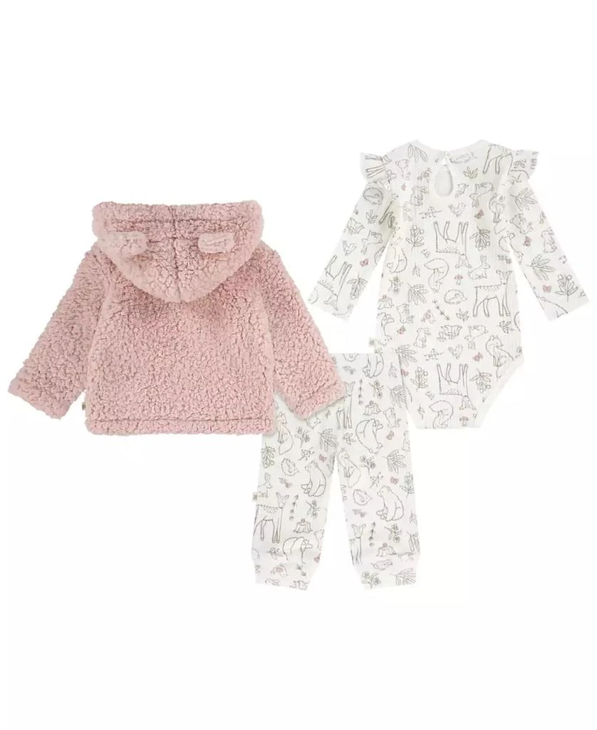 Huggies Baby Girls Sherpa Jacket, Bodysuit and Pants 3-Piece Set 2