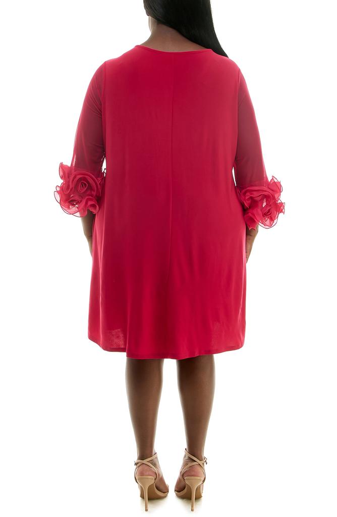Nina Leonard Ruffle Cuff Shift Dress