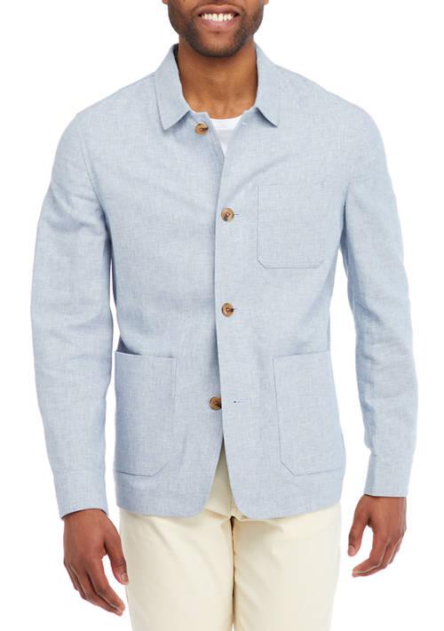 Biltmore® Mens Single Breasted Linen Shirt Jacket
