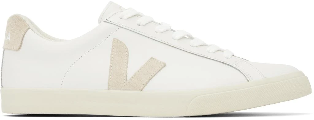 Veja White & Beige Esplar Leather Sneakers 1