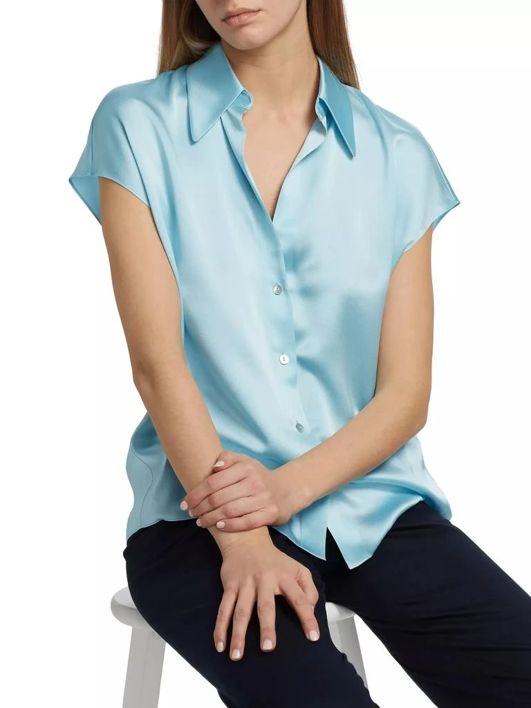Vince Cap-Sleeve Silk Blouse 6