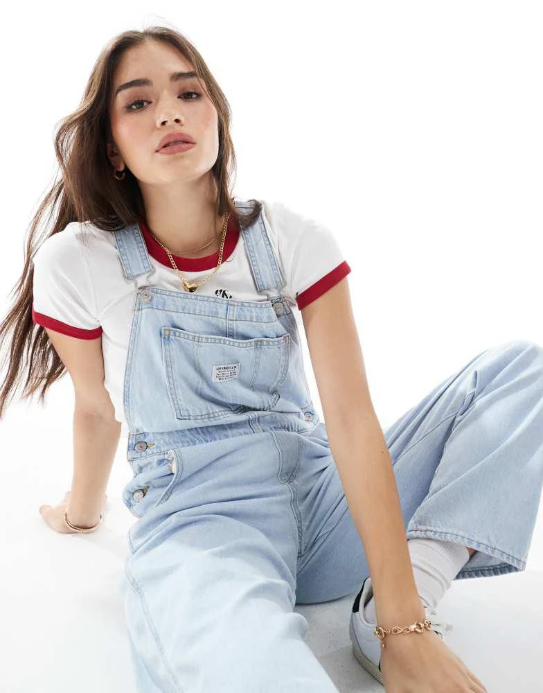 Levi's Levi's lightweight vintage overall dungarees in light wash blue 3