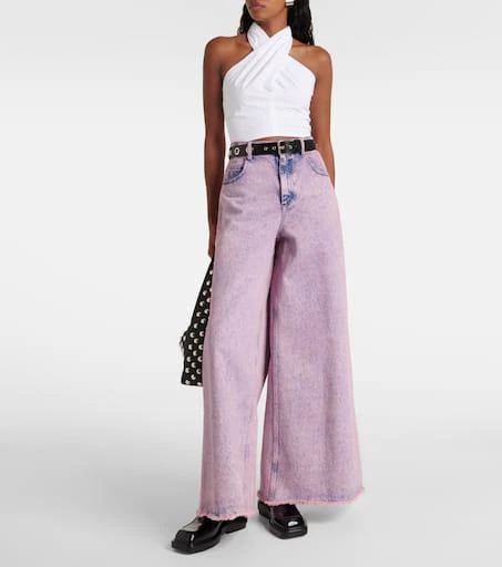 Staud Kai smocked cotton crop top 2
