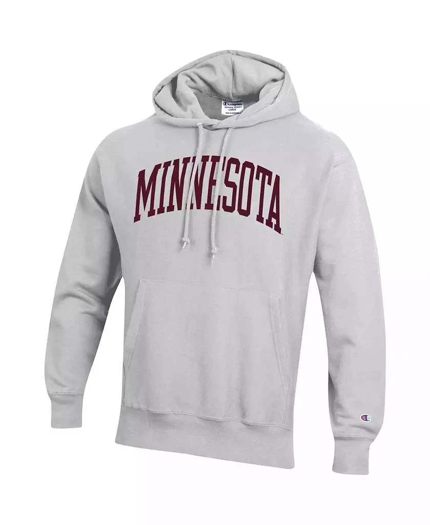 CHAMPION Men's Heathered Gray Minnesota Golden Gophers Team Arch Reverse Weave Pullover Hoodie 3