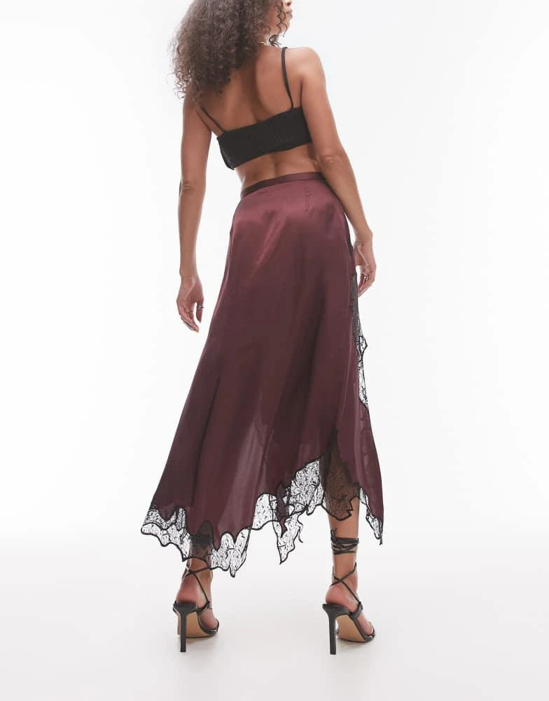 Topshop Topshop satin and lace maxi skirt burgundy with black lace - Dresses  & Skirts - Free Shipping - BeyondStyle