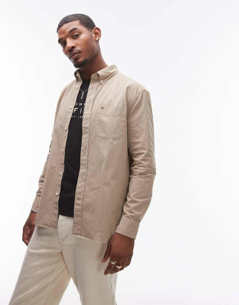 Tommy Hilfiger Tommy Hilfiger twill solid shirt in beige 2