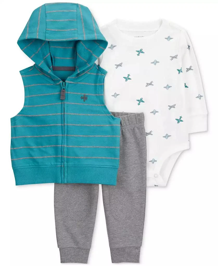 Carter's Baby Boys Airplane Hooded Vest, Bodysuit & Pants 1