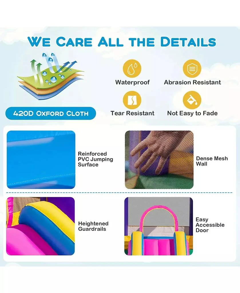 Costway 6-in-1 Kids Inflatable Bounce House with Slide Jumping Area Ball Pit Pools Castle without Blower 10