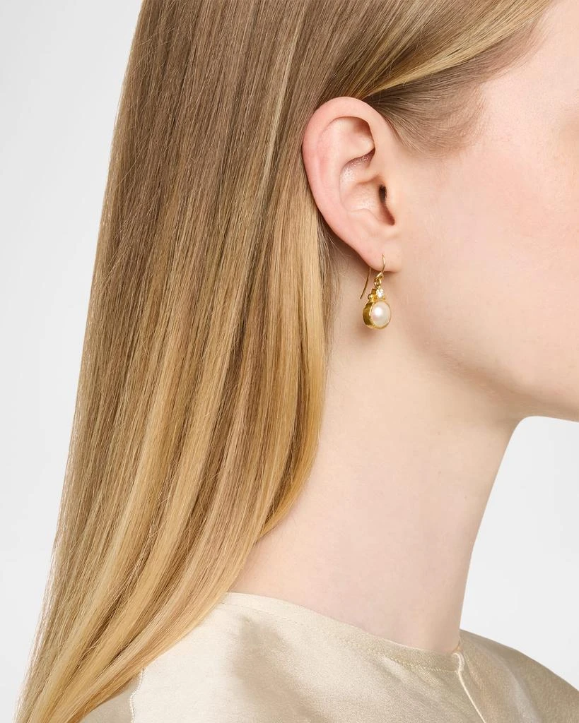 Elizabeth Locke 19K Yellow Gold White Mabe Pearl Earrings with Diamonds and Dots 2