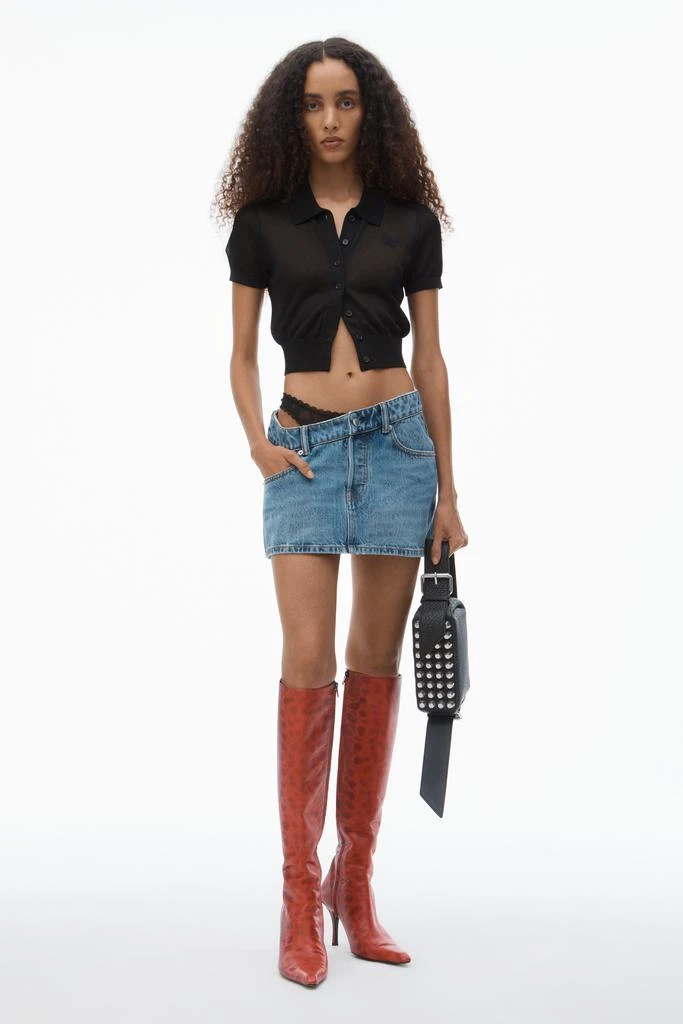 Alexander Wang Pre-Styled Denim Skirt with Asymmetrical Lace Waistband 1