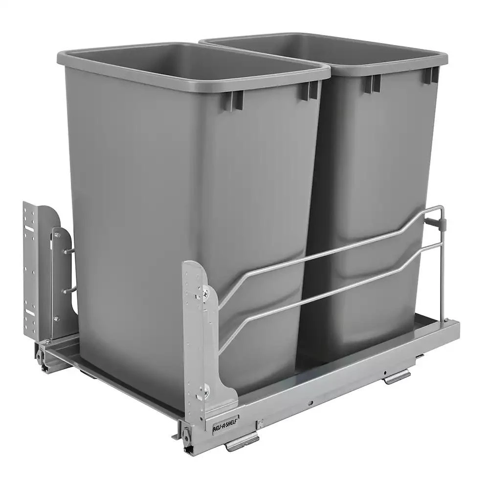 Rev-A-Shelf Double Pullout Trash Cans 35 qt. with Soft-close, 53WC-1835SCDM-217