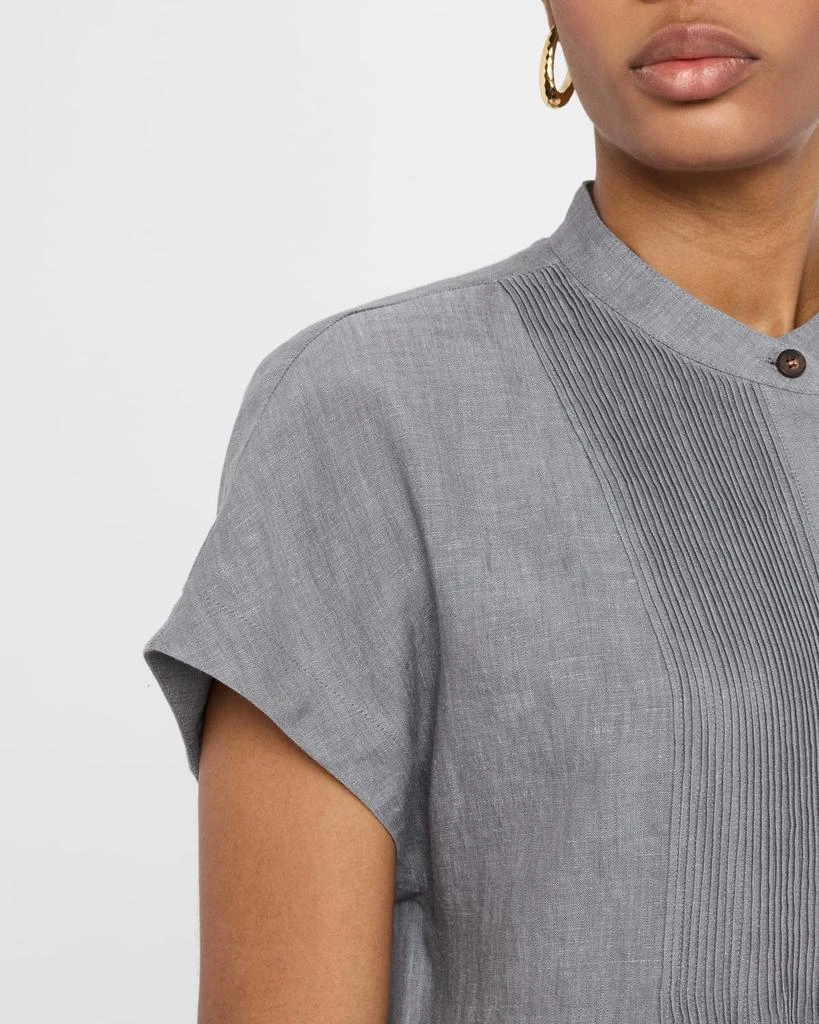 Lafayette 148 New York Ruched Pintuck Linen Dress 5