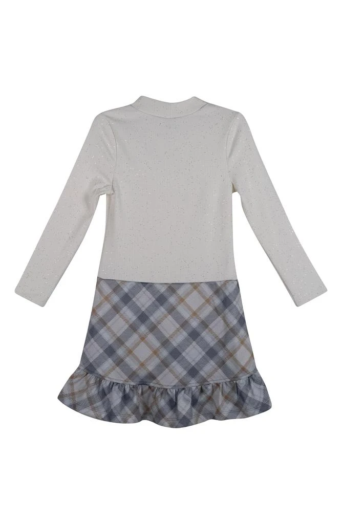 Zunie Kids' Long Sleeve Mixed Media Plaid Dress 2