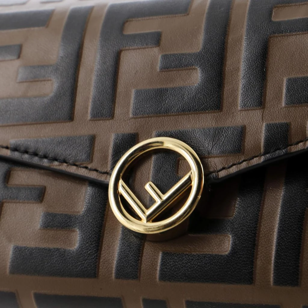 Fendi F is  Continental Chain Wallet Zucca Embossed Leather 6