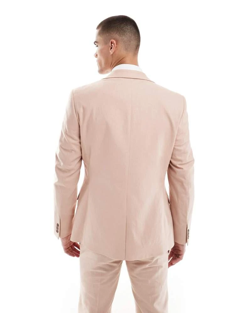 ASOS ASOS DESIGN linen blend slim suit jacket in pink 2