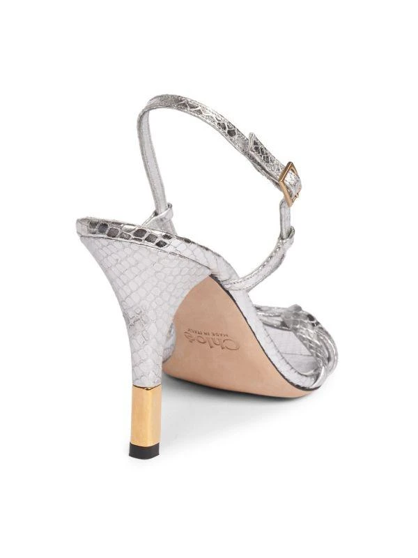 Chloé Nour Crocodile-Embossed Metallic Leather Sandals 3