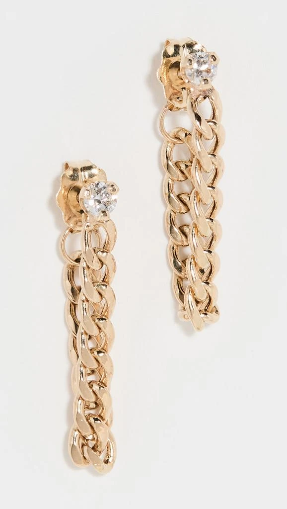 Zoe Chicco 14k Prong Diamond Small Curb Chain Huggie Earrings 1