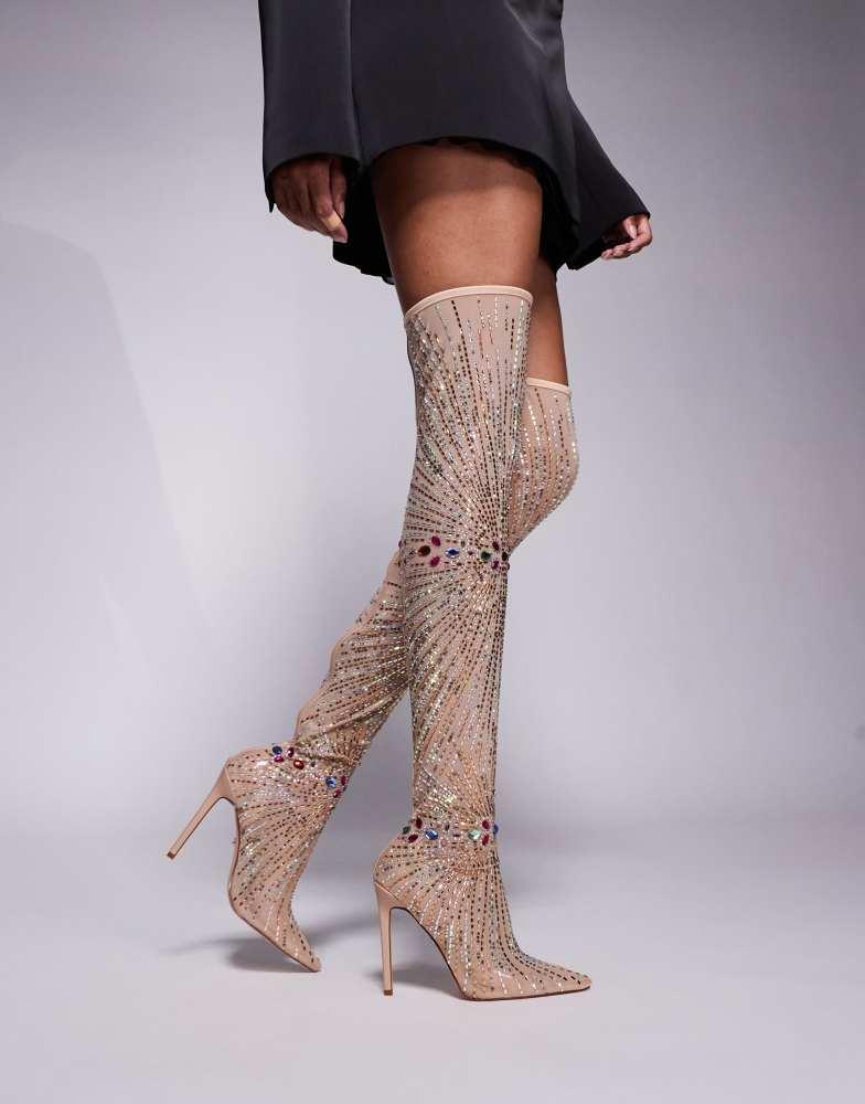 AZALEA WANG Azalea Wang Chevelle mesh sock embellished over the