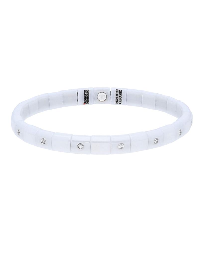 Roberto Demeglio PURA 18k White Gold White Ceramic Diamond Stretch Bracelet
