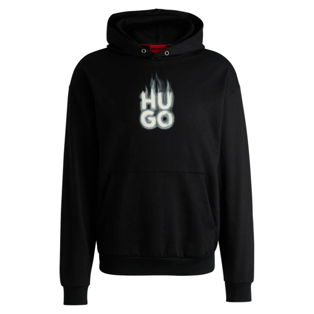 Hugo Boss Cotton-terry hoodie with stacked smoke logo print 1