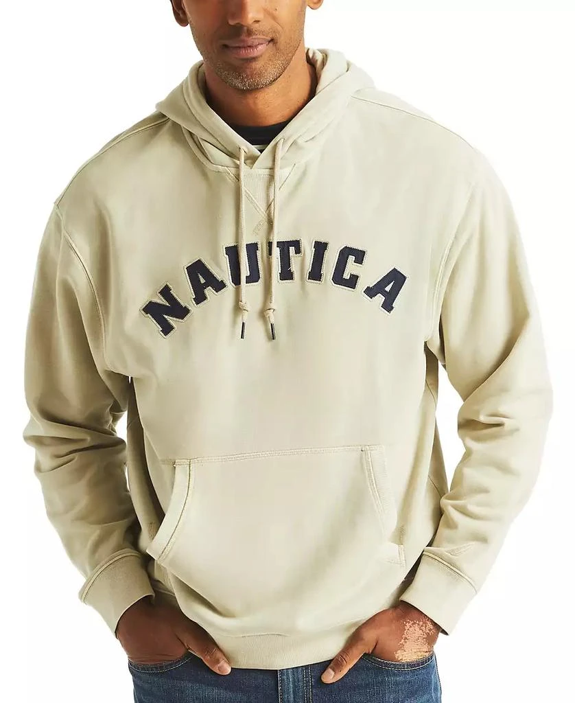 Nautica Men's Relaxed Fit Garment Dyed Terry Logo Hoodie 1