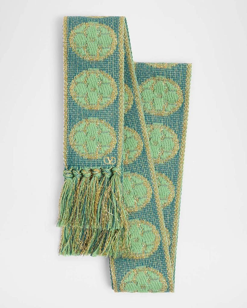 Valentino Metallic Antibes Cotton Fringe Scarf 3