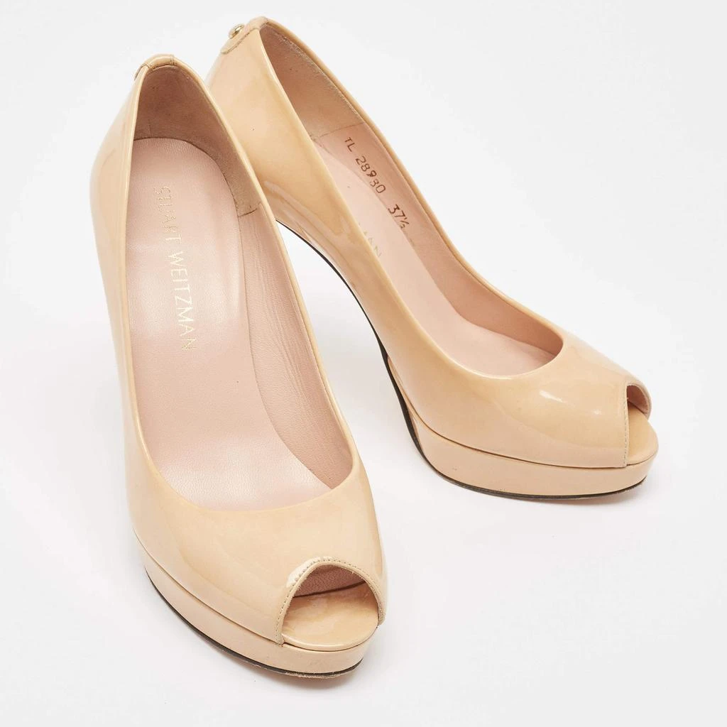Stuart Weitzman Stuart Weitzman Beige Patent Peep Toe Pumps Size 37.5 4