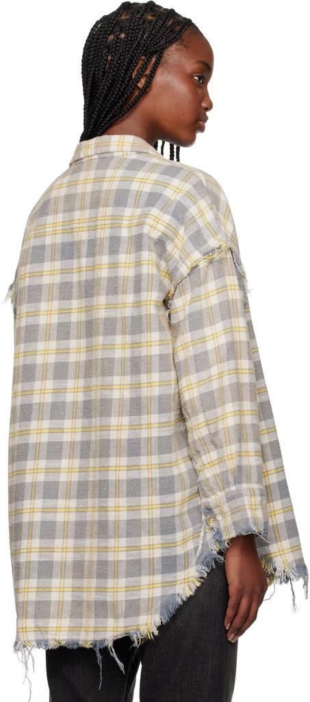 R13 SSENSE Exclusive Off-White & Yellow Shredded Seam Drop Neck Shirt 3
