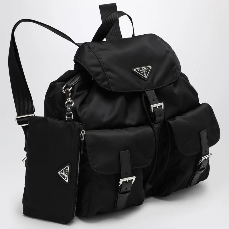 Prada Black Re-Nylon and Saffiano backpack with pouch 4