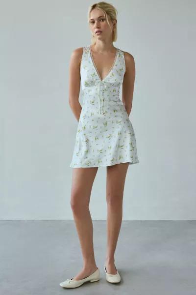 Kiss The Sky Kiss The Sky Camille Lace-Trim Satin Slip Mini Dress