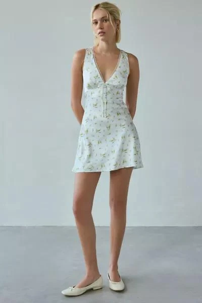 Kiss The Sky Kiss The Sky Camille Lace-Trim Satin Slip Mini Dress 1