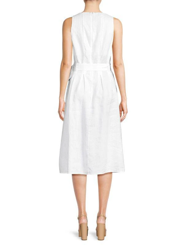 chinese dress ladies Square Neck Linen Dress 120% LINO - Shop Online at BEIGE main image 1