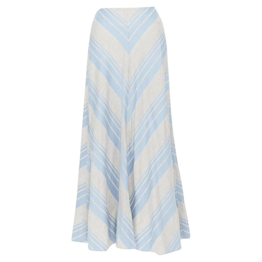 Lee Mathews Lee Matthews striped linen cotton midi casual skirt 1