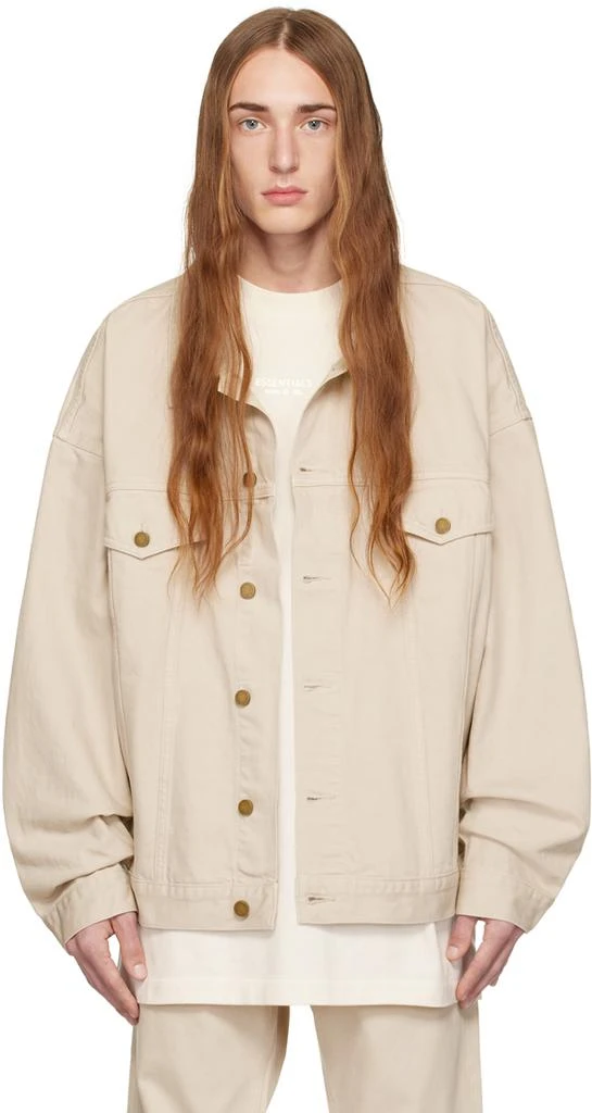 Essentials Taupe Patch Denim Jacket 1