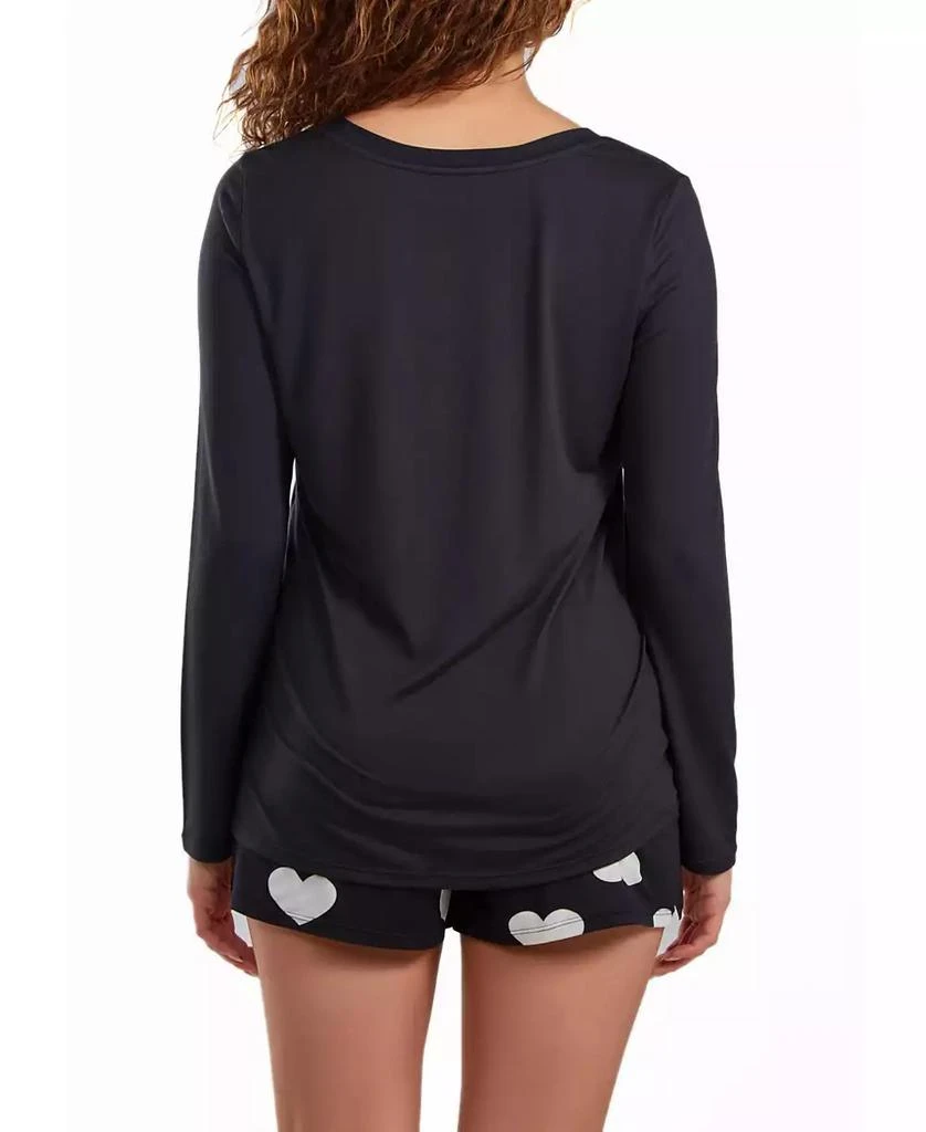 iCollection Women's Kind Heart Modal Henley Pajama Short Set and Ultra Soft in Comfy Cozy Style, 2 Piece 2