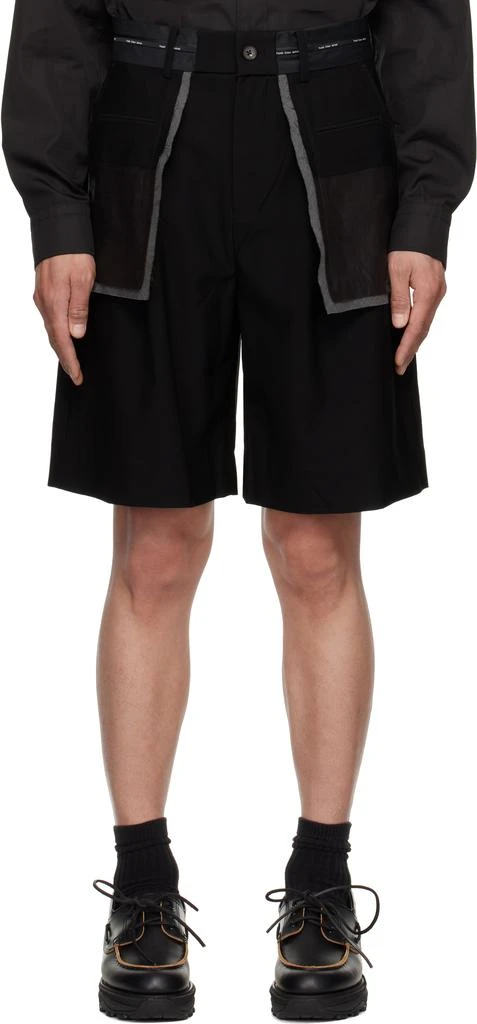 Feng Chen Wang Black Deconstructed Patchwork Shorts 1
