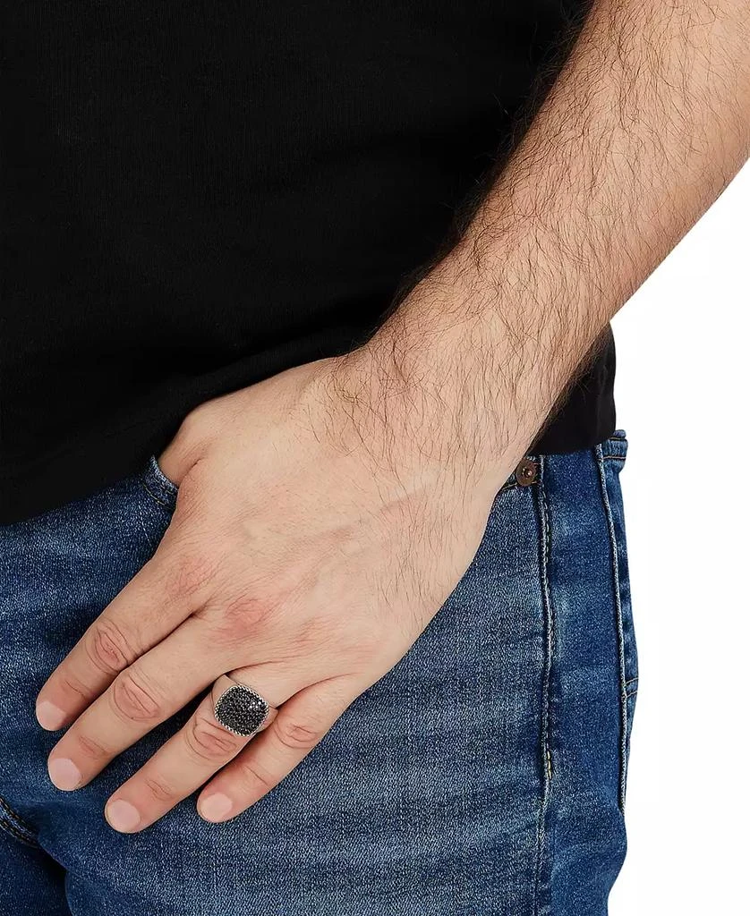 Macy's Men's Lab Created Black Spinel (1-1/2 ct.tw.) Band Ring in Sterling Silver 2