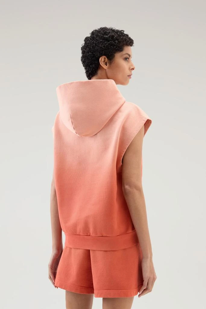 WOOLRICH Sleeveless Hoodie in Garment-Dyed Pure Cotton - Women - Pink 3