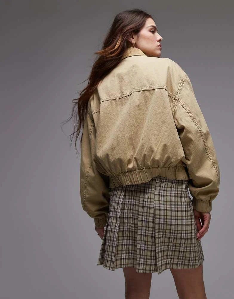 Topshop Topshop box pleat mini skirt in green check 4