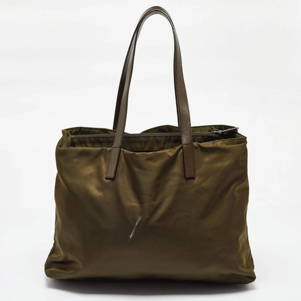 Prada Prada Olive Green Nylon and Leather Shopper Tote 4
