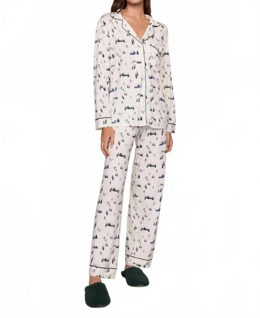 Eberjey Gisele Cozy Pajama Set In Ski Chalet / Ivory