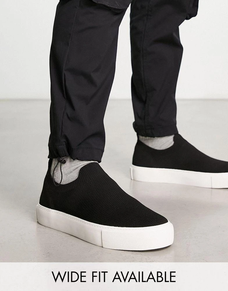 ASOS ASOS DESIGN knitted slip on trainers in black 1
