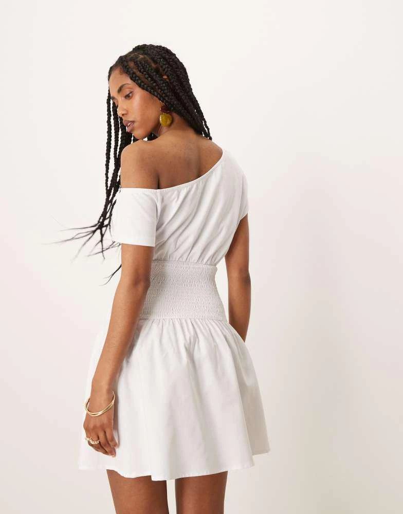 maeve off shoulder dress Maeve Off-Shoulder Draped Mini Dress in Ivory – So Much Trouble