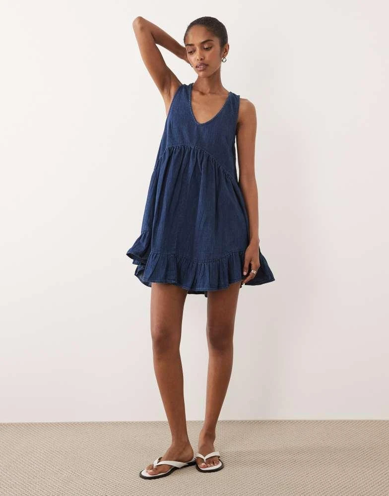 asos design smock dress ASOS DESIGN scoop neck laundered smock mini dress in mint
