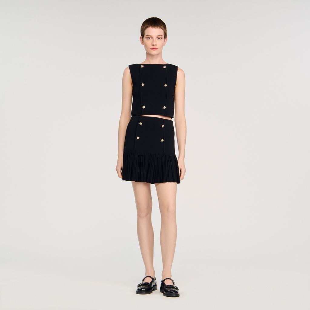 Sandro Mini pleated knit skirt