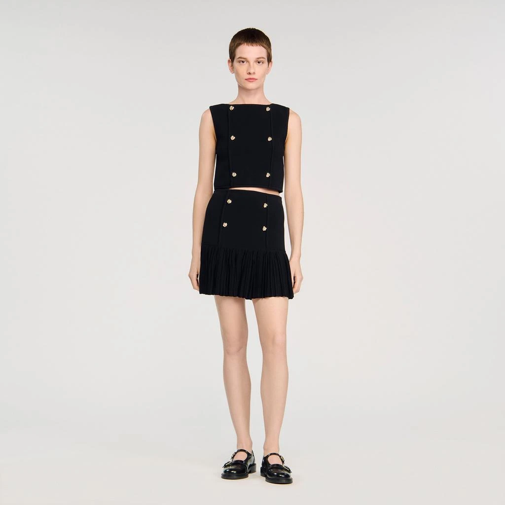 Sandro Mini pleated knit skirt 1